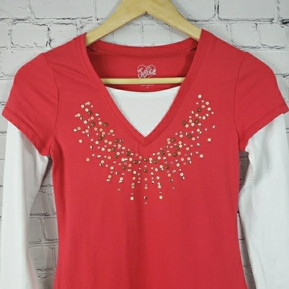 JUSTICE Long Sleeve Ruffled Top Size 12